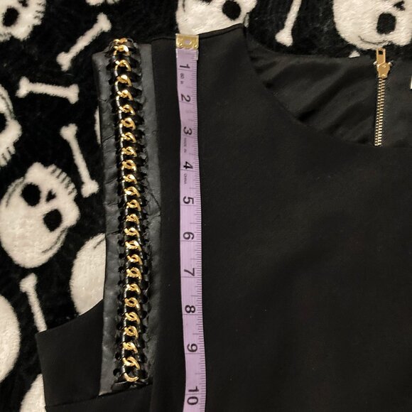 DEX Black pencil dress w/ pleather and gold tone chain detailing ~ MEDIUM LARGE - Picture 11 of 15